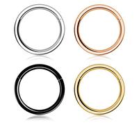 Woffoly Hoop Nose Ring for Women Men, 316L Surgical Steel Sleeper Hoop Earrings Septum Clickers Hinged Segment Ring, Hypoallergenic Conch Lobe Piercing Daith Helix Gold Ring Jewelry (20G 10mm)