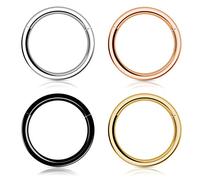 Woffoly Hoop Nose Ring for Women Men, 316L Surgical Steel Sleeper Hoop Earrings Septum Clickers Hinged Segment Ring, Hypoallergenic Conch Lobe Piercing Daith Helix Gold Ring Jewelry (16G 10mm)