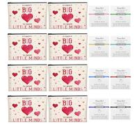 WOFIROY Teacher Appreciation Gifts, 8 Pcs Makeup Pouch Cosmetic Bag and Pcs Teach Blessing Card Bracelets, Mother's Day Teachers' Day Graduation Thank You Gift for Teacher, Colorful, Heart