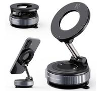 wofoboxair Suction Cup Phone Mount, Vacuum Magnetic Phone Holder for Car, 360° Metal Strut Car Mount for iPhone 16 Pro Max Plus/iPhone 15 14 13 12 & Android Case Black