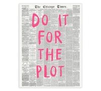 WOFUPMY Retro Newspaper Wall Art Trendy Preppy Posters Do It For The Plot Canvas Prints Motivational Affirmation Pink Aesthetic for Apartment Bedroom Wall Decor 12 x 16 inch Unframed