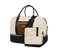 Wogarl 3PCS Weekender Bags for Women: Large Overnight Bag Weekend Travel Duffel Bag Carry on Shoulder with Shoe Compartment Canvas Toiletry Bag for Travel Business Gym,Multicolored