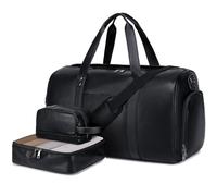 Wogarl 3PCS Weekender Bags for Women Large Overnight Bag Weekend Travel Duffel Bag Carry on Shoulder with Shoe Compartment, Black, L, Fashion