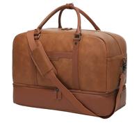 Wogarl PU Weekender Bags for Women: Large Overnight Bag Weekend Travel Duffel Bag Carry on Shoulder with Shoe Compartment Toiletry Bag for Travel Business Gym, Brown