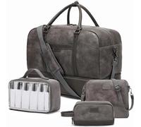 Wogarl Weekender Bag for Women Men Large Overnight Bag Travel Duffel Bag with Shoe Compartment Toiletry Satchel Bag Carry On Bag Fit 21" Laptop, Grey, L, Fashion