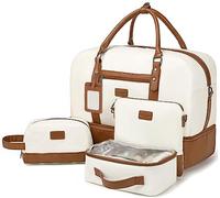 Wogarl Weekender Bags for Women Large Canvas Overnight Bag Travel Duffel Bags Carry on Shoulder Weekend Bag with Shoe Compartment for Travel Night Flight Daily Use, Light Brown