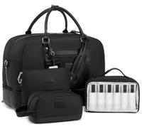 Wogarl Weekender Bags for Women Large Overnight Bag Weekend Travel Duffel Bag Carry on Shoulder with Shoe Compartment Toiletry Bag for Travel Business Gym, Black-FH, 19.68 x 9.84 x 14.56 inches, Carry