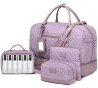 Wogarl Weekender Bags for Women Large Overnight Bag Weekend Travel Duffel Bag Carry on Shoulder with Shoe Compartment Toiletry Bag for Travel Business Gym, Purple-LG, 19.68 x 9.84 x 14.56 inches