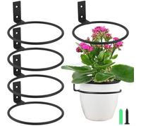 WOGAZOBOT Metal Flower Pot Holder Ring Wall Mounted Hanging Plant Bracket Indoor Outdoor Decorative Planter-Hanger 4 Sizes 6 Pack Heavy Duty Foldable Garden Hook Black 40 lbs Capacity,5in