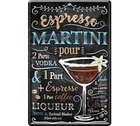 WOGEKA ART Retro Tin Sign - Espresso Martini Cocktail Recipe - Funny Saying as Gift Idea for Birthday Christmas Decoration 20 x 30 cm Vintage Design Metal 744