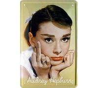 WOGEKA ART Retro Tin Sign - Frech! Audrey Hepburn Finger Stinkefinger - Funny Quote - Birthday Gift Idea Christmas Decoration 20 x 30 cm Vintage Design