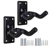 WOGOD Guitar Wall Mount Hanger Hook Holder Stand 2 Pack Guitar Hangers Hooks for Acoustic Electric and Bass Guitars (2Pack-Black)