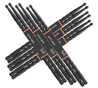WOGOD Premium Drum sticks 6-Pack Nylon Drumsticks Patented Wavy Design Drum Sticks - Style (Black-6 Pair)