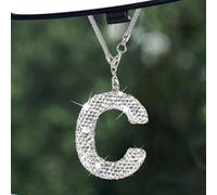 Wogomz Bling Letter Hanging Ornament for Car Rear View Mirror, Crystal Rhinestone Initial Letter Car Hanging Charm, Cute Lucky Diamond Auto Mirror Pendant Decoration for Women Girls (Letter C)