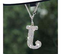 Wogomz Bling Letter Hanging Ornament for Car Rear View Mirror, Crystal Rhinestone Initial Letter Car Hanging Charm, Cute Lucky Diamond Auto Mirror Pendant Decoration for Women Girls (Letter J)