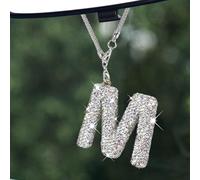 Wogomz Bling Letter Hanging Ornament for Car Rear View Mirror, Crystal Rhinestone Initial Letter Car Hanging Charm, Cute Lucky Diamond Auto Mirror Pendant Decoration for Women Girls (Letter M)