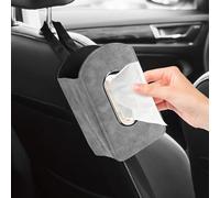 Wogomz Car Seat Side Tissue Holder, Rectangular Leather Hanging Tissue Box Cover for Cars Front Seats, Automotive Seat Storage Organizer for Phone, Stuff, Universal Interior Car Accessories (Gray)