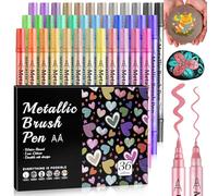 WOGOPRO Metallic Acrylic Paint Pens, 36 Colours Dual Tip Metallic Marker Pens, Acrylic Pen for Rock Painting, Ceramic, Wood, Fabric, Black Paper, Art Pen Set for Easter Christmas