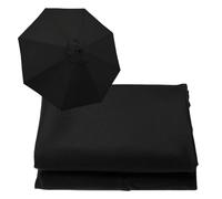 WOGTITYI 6.5ft 9ft 10ft Replacement Parasol Canopy, Garden Parasol Replacement Cloth, 6-Ribs/8-Ribs Fabric Canopy Cover, UV 30+ Protection Umbrella Replacement Cover(Thickness:Black,Size:9ft-6Arms)