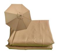 WOGTITYI 6.5ft 9ft 10ft Replacement Parasol Canopy, Garden Parasol Replacement Cloth, 6-Ribs/8-Ribs Fabric Canopy Cover, UV 30+ Protection Umbrella Replacement Cover(Thickness:Khaki,Size:10ft-6 Arms)