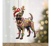 WoGuangis Belgian Malinois Dog Lanterns Christmas Antlers Acrylic Ornament for Christmas Tree Decor - Pet Lover's Gift