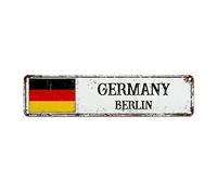 WoGuangis Berlin Retro Wall Decoration Plaques Germany Aluminum Art Signs City Souvenir Travel Lover Gift Metal Wall Sign National Flag Sign for Front Porch Living Room Bedroom 12X3In