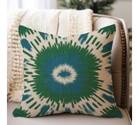 WoGuangis Chinoiserie Chic Waterproof Throw Pillow Covers Peacock Green and Aqua Ikat Outdoor Decoration Cushion Cover Antique Dark Green Bukhara Ikat Waterproof Canvas Pillow 18x18in