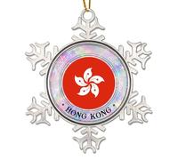 WoGuangis Christmas Ornament - Hong Kong Metal Snowflake Ornaments for Xmas Flag of Hong Kong Christmas Ornaments City Souvenir Travel Gift Funny Christmas Hanging Decor