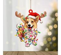 WoGuangis Christmas Ornament Pembroke Welsh Corgi Holiday Keepsake Acrylic Christmas Ornament Pembroke Welsh Corgi Dog Lanterns Christmas Antlers Tree Ornaments Gift for Dog Lover Ornaments