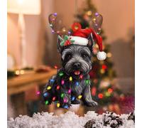 WoGuangis Christmas Ornament - Scottish Terrier Acrylic Ornaments for Xmas Decorations Scottish Terrier Dog Lanterns Christmas Antlers Ornament Pet Owner Gift Christmas Tree Decorations