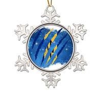 WoGuangis Country Ornament Barbados Xmas Keepsake Gifts Metal Snowflake Xmas Tree Decoration Barbados Flag Animal Claw Scratches Xmas Tree Ornament 3in Xmas Decor Ornaments