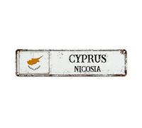 WoGuangis Cyprus Flag Wall Art Decor Metal Sign Nicosia City Souvenir Aluminum Art Signs Country Souvenir Gift National Flag Vintage Farmhouse Signs for Laundry Room Living Room 12X3In