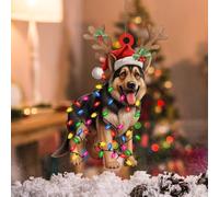 WoGuangis German Shepherd Acrylic Ornaments Hanging Pendant for Xmas Tree Puppy Dog Animal Christmas Ornament German Shepherd Dog Lanterns Christmas Antlers Xmas Tree Decorations