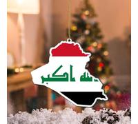 WoGuangis Iraq Christmas Tree Ornaments Country National Christmas Decor Keepsake Iraq Contour Country Flag Acrylic Ornament Xmas Keepsake 4in to Women Men