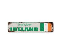 WoGuangis Ireland Flag Metal Tin Sign Wall Plaque Proud to Be from Ireland Men Cave Signs National Symbol Country Patriotic Gift Vintage Metal Wall Decor 18x4in New Home Housewarming Gift