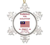 WoGuangis Malaysian Ornament for Christmas Tree Parking for Malaysian Only All Others Will Be Towed Novelty Metal Christmas Ornament National Flag City Souvenir Christmas Ornaments 3in
