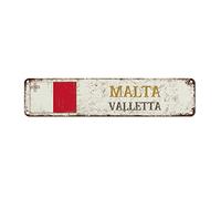 WoGuangis Malta Flag Wall Art Decor Metal Sign Valletta City Souvenir Aluminum Art Signs Country Souvenir Gift National Flag Retro Street Hanging Sign for Kid Room Living Room 18X4In