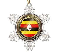 WoGuangis Ornament - Uganda Flag with Gold Medals Ornaments Christmas Decorations Flag of Uganda Ornaments for Christmas Tree City Souvenir Gift Snowflake Metal Ornament Xmas Keepsake