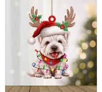 WoGuangis Pet Owner Gift Ornament West Highland White Terrier Acrylic Christmas Ornament West Highland White Terrier Dog Lanterns Christmas Antlers Xmas Tree Ornaments 5in Christmas Keepsake