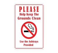 WoGuangis Please Help Keep The Grounds Clean Use The Ashtrays Provided Aluminum Sign Warning Sign Aluminum Porch Signs Security Warning Metal Sign for Yard Road Street Gate Fence 8x12in