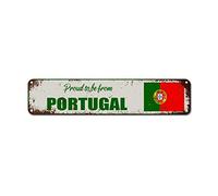 WoGuangis Portugal Flag Metal Wall Decor Sign Proud to Be from Portugal Aluminum Art Signs National Symbol Country Patriotic Gift Retro Vintage Tin Metal Sign 18x4in Patriotic Gift to Dad Mom