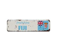 WoGuangis Proud to Be from Fiji Aluminum Metal Sign Fiji Souvenir Gift Retro Vintage Wall Sign National Country Flag Travel Gift Metal Sign for Outdoor Office Store Bar Garage 12x3in