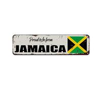 WoGuangis Proud to Be from Jamaica Metal Wall Decor Sign Jamaica Souvenir Gift Vintage Metal Wall Decor National Country Flag Travel Gift Metal Plaque Sign for Front Porch Garden Outdoor 12x3in