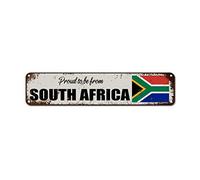WoGuangis Proud to Be from South Africa Aluminum Metal Sign South Africa Souvenir Gift Retro Metal Wall Hanging Sign National Country Flag Travel Gift Metal Tin Sign for Bar 18x4in