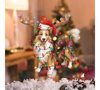 WoGuangis Shetland Sheepdog Acrylic Xmas Tree Ornament Holiday Keepsake Pet Lover's Gift Christmas Ornament for Kids Shetland SheepDog Lanterns Christmas Antlers Christmas Decorations Gift
