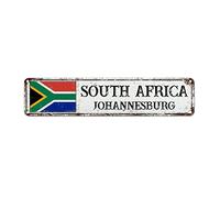 WoGuangis South Africa Souvenir Rustic Shabby Chic Signs Johannesburg Wall Art Decor Metal Sign Country Flag City Souvenir Aluminum Art Signs Quality Aluminum Sign for Living Room Bedroom 18X4In