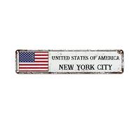 WoGuangis United States Of America Souvenir Metal Sign Iron Painting New York City Metal Wall Decor Sign Country Flag City Souvenir Metal Sign Quality Aluminum Sign for Kid Room 18X4In