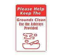 WoGuangis Warning Sign Please Help Keep The Grounds Clean Use The Ashtrays Provided Wall Decor Metal Sign Security Warning Farmhouse Signs for Driveway Road Street Parking Lot 8x12in