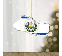 WoGuangis World Traveler Gift Ornament El Salvador Christmas Decor Acrylic Ornaments El Salvador Contour Country Flag Tree Decoration Ornament 4in Christmas Decorations for Tree