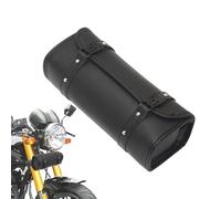 WOGXN Motorcycle Tool Bag,Waterproof PU Leather Handlebar Pouch Head Bag | Vintage Storage Pouch Saddlebag, Roll Tool Organizer for Front Fork,Black